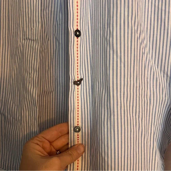 Anthropologie Edme & Esyllte Blue Striped Button Down‎ Shirt - Picture 3 of 7